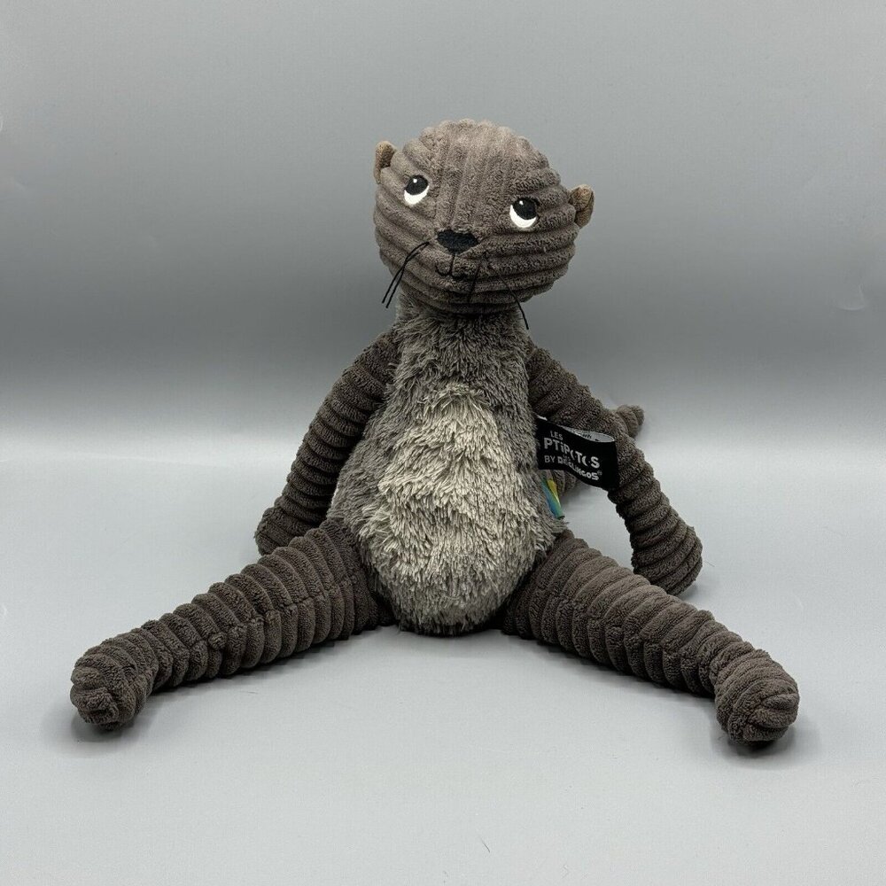 Les Deglingos Les Ptipotos Gray Otter NAMASTOU 10" Corduroy Ribbed